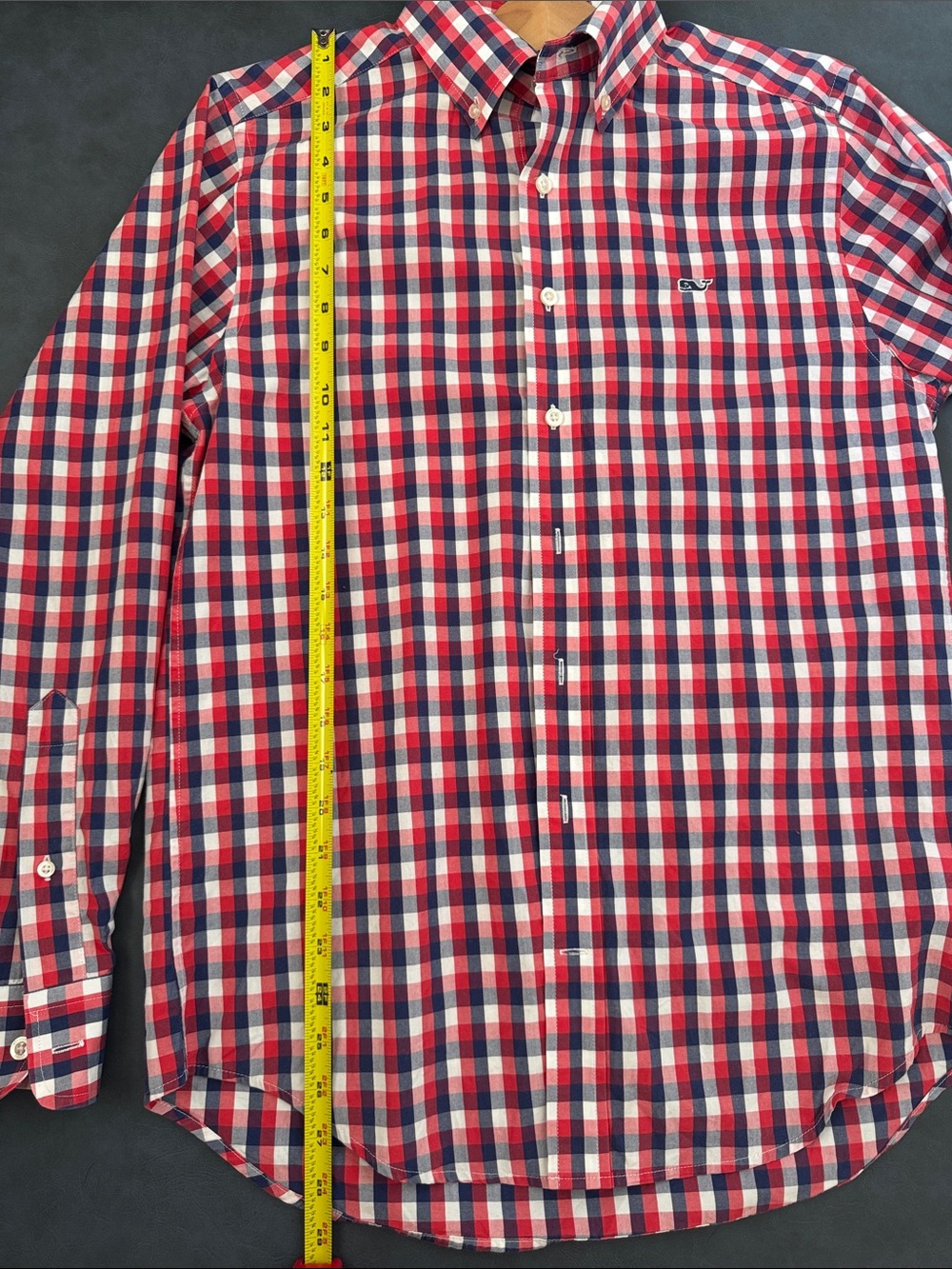Vineyard Vines Red, Navy & White Check Button-Down Shirt Mens - Picture 5 of 6